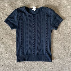 Black stretchy cable knit design top